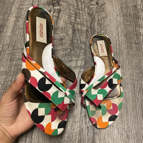 Kenzo Shoes - KENZO Vintage Y2K Colorful Slip On Flip Flop Sandals Sz 37